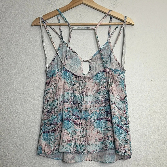 Lovers + Friends Strappy Python Print Silky Tank Top Women’s Small Keyhole Back - Picture 3 of 10